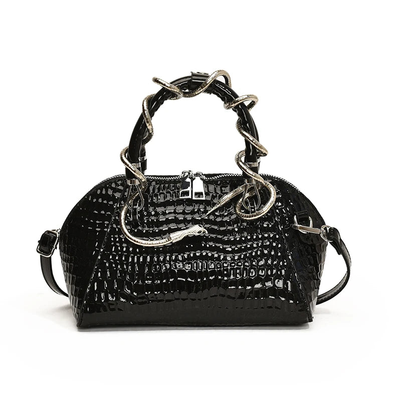 Sac à main luxe effet crocodile – Noir & Blanc