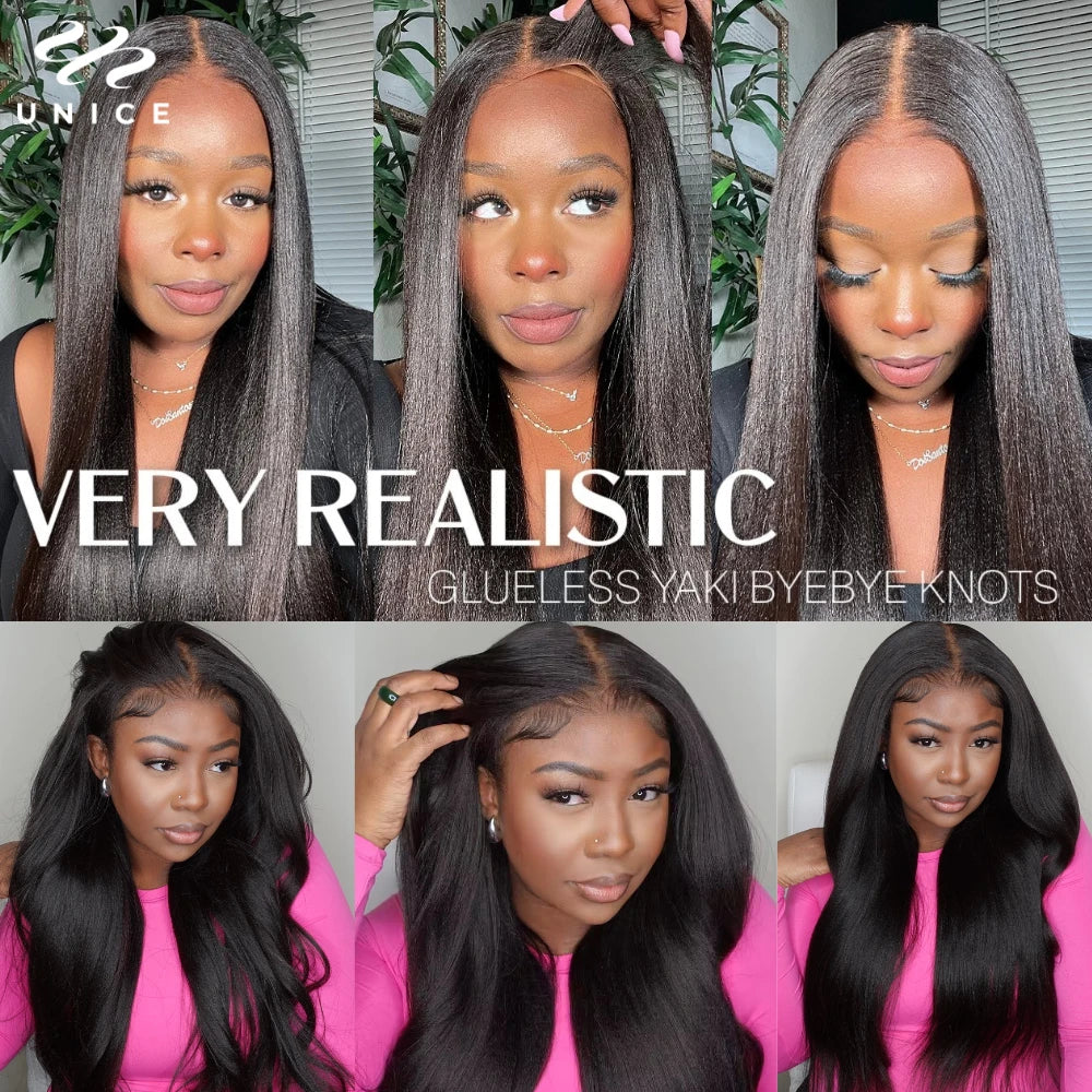 Perruque Yaki Straight HD Lace 7x5 / 13x4 – Pré-Pluckée & Ready-to-Wear