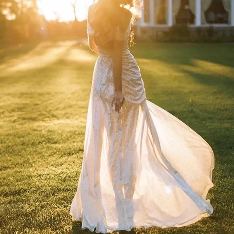 Robe Maxi Off-Shoulder Scintillante