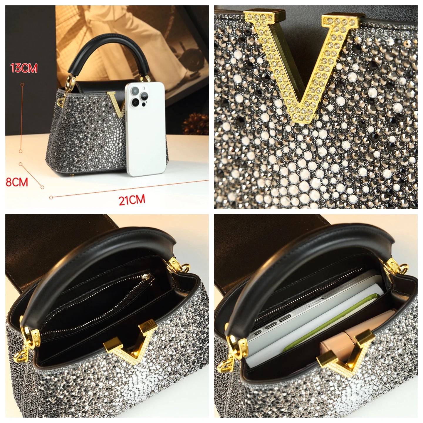 Sac à Main Luxe Brillant à Strass – Collection Glam 2025