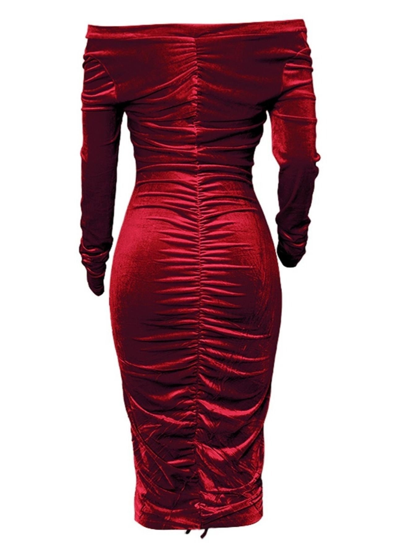 Robe moulante froncée à col en V – Élégance & Séduction